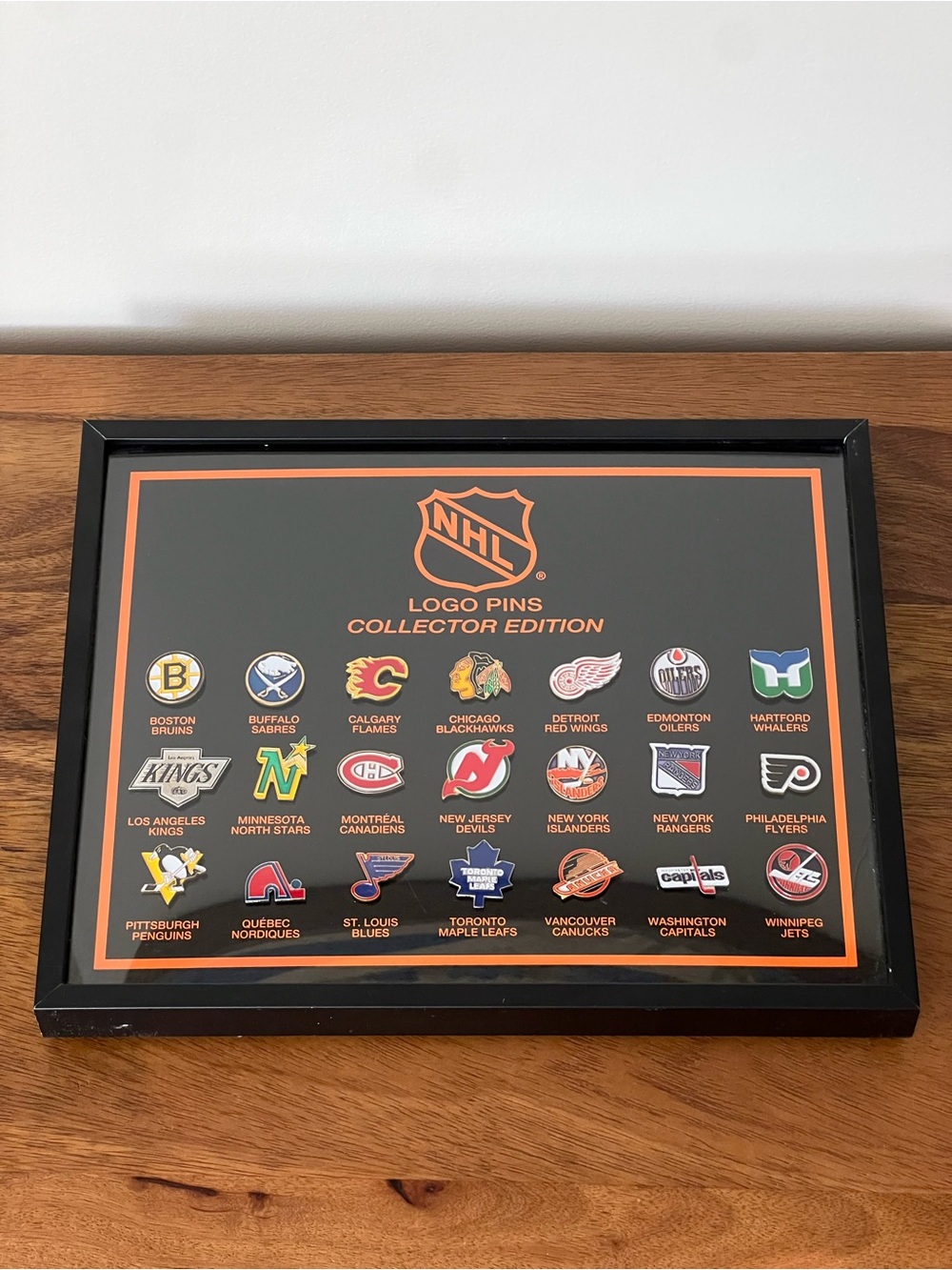 Vintage 80s/90s NHL Logo Pins Collector Edition - Framed 21-Pin Set